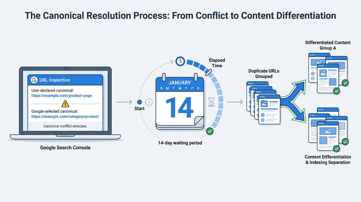 Canonical Re-Evaluation Time: Google Says Duplicate Clusters Can Take Two Weeks to Split