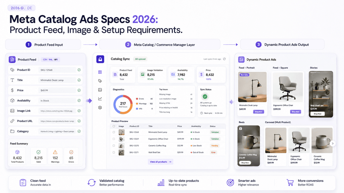 Meta Catalog Ads Specs 2026: Product Feed, Image & Setup Requirements