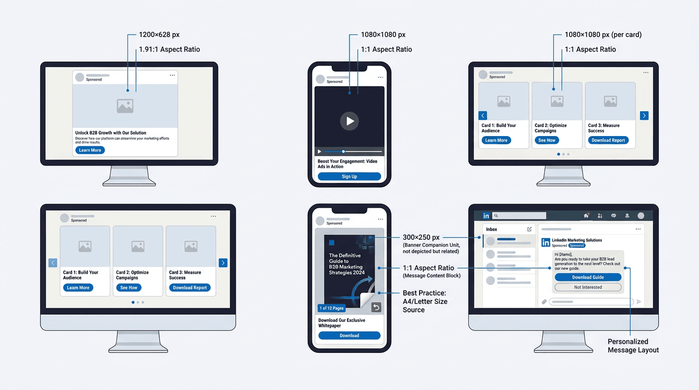 LinkedIn Ad Specs 2026: Image, Video, Carousel, Document & Message Ad Sizes
