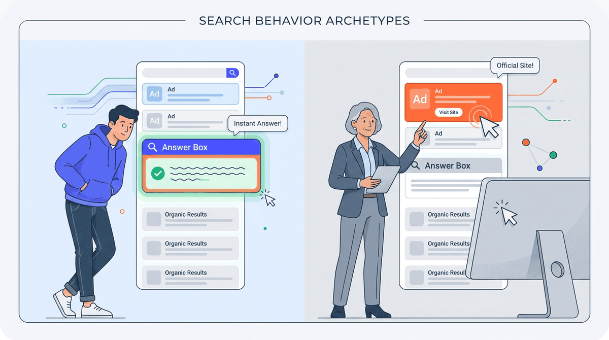 Zero-Click by Age Group: Younger Searchers Click Less, Older Searchers Click Ads