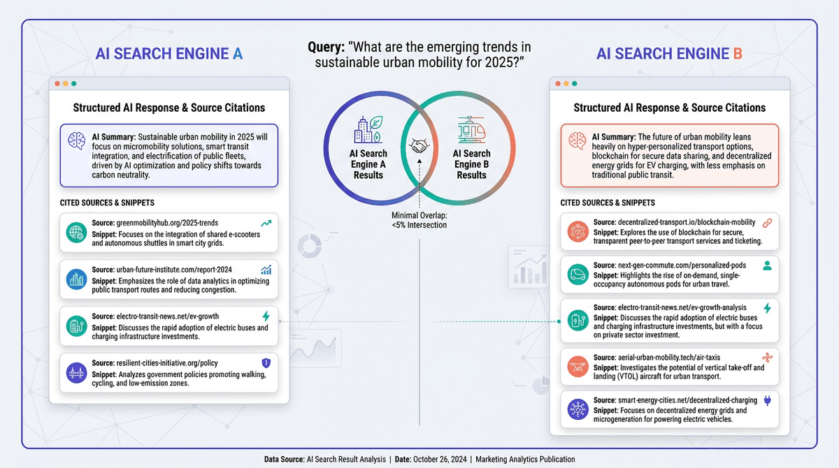 AI Search Results Overlap: Why Major Answer Engines Cite Different Sources