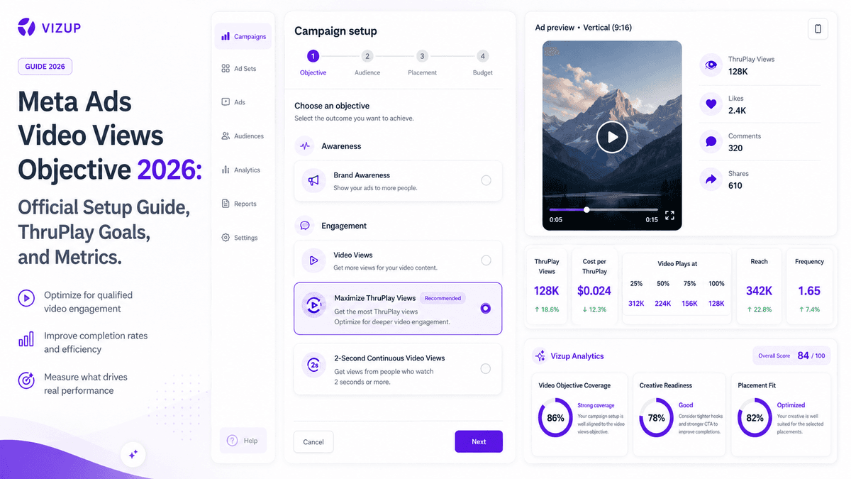 Meta Ads Video Views Objective 2026: Official Setup Guide, ThruPlay Goals, and Metrics